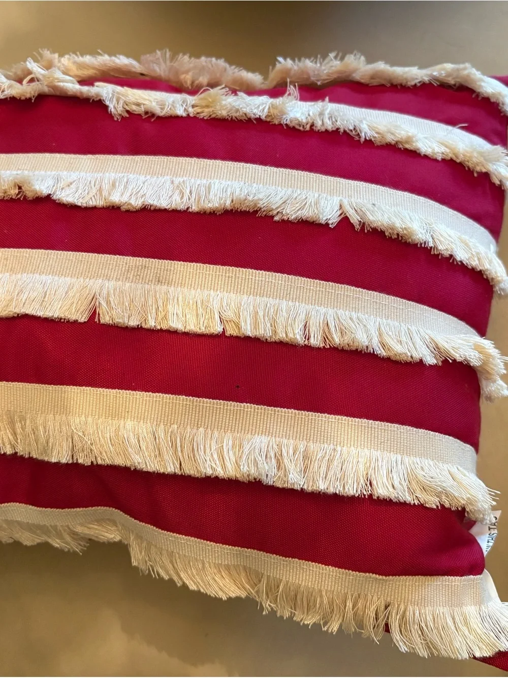 Patriotic Fringe American Flag Decorative Pillow - Red, White & Blue
